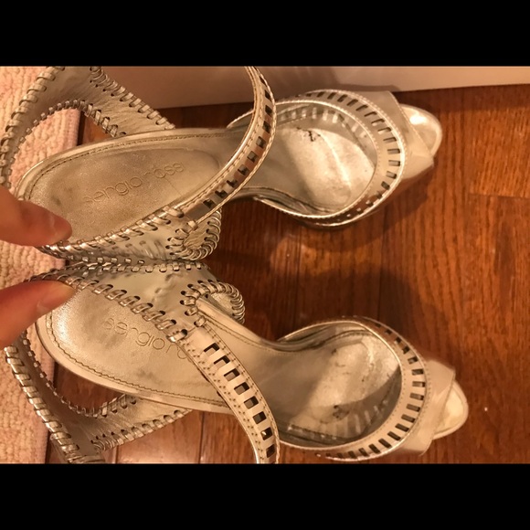 SERGIO ROSSI SILVER PLATFORM SANDALS - Picture 3 of 8